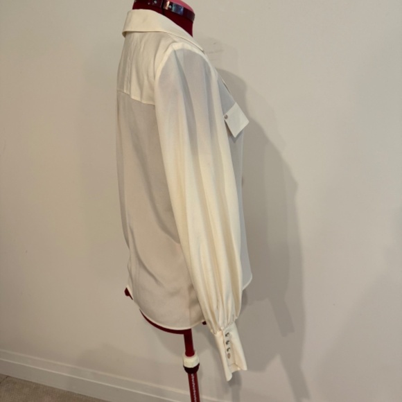 Women's Ivory Silk Intermix Blouse Sz. S - Picture 5 of 10